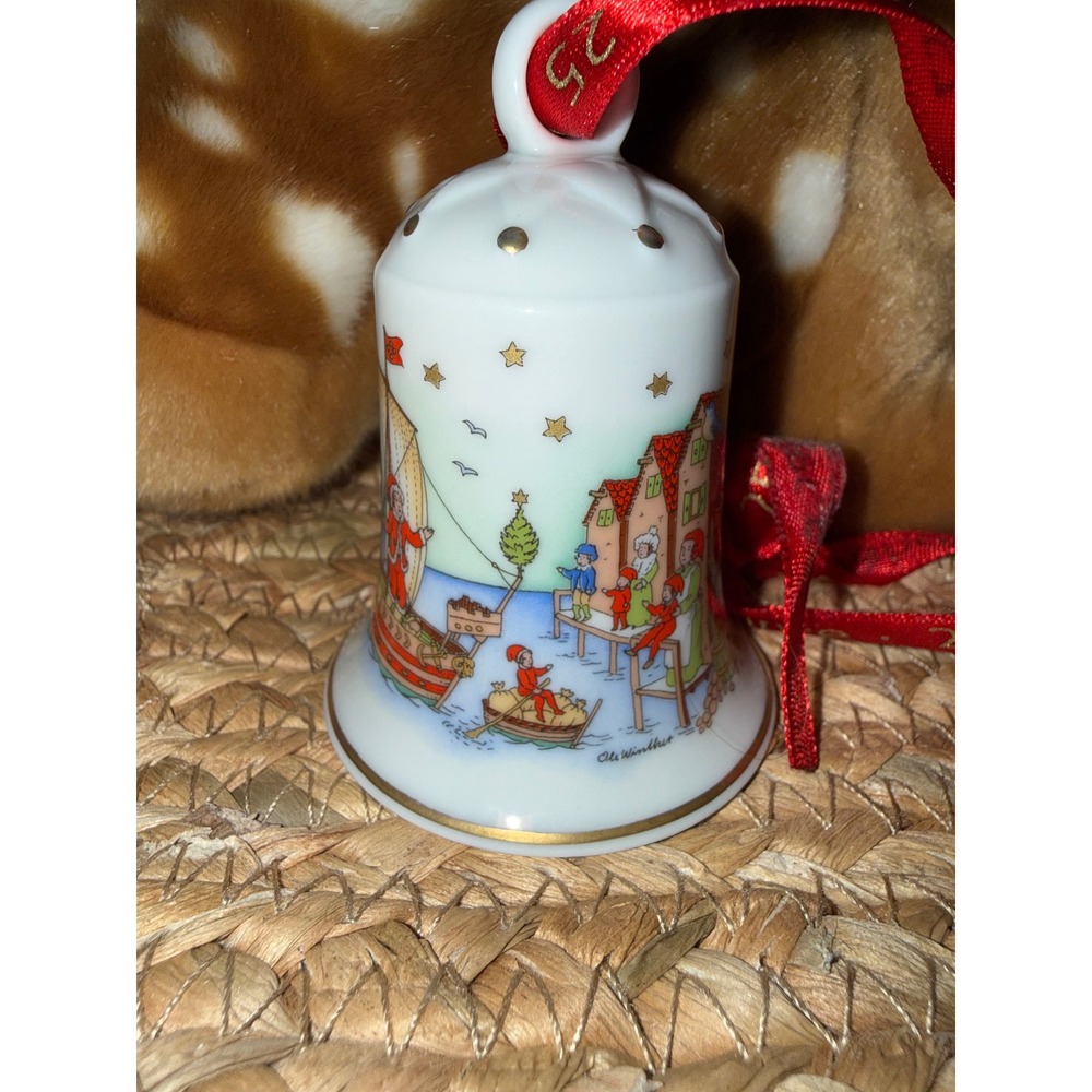 Hutschenreuther 2002 Hanse-stadt Porcelain Christmas Bell Ole Winther Ornament